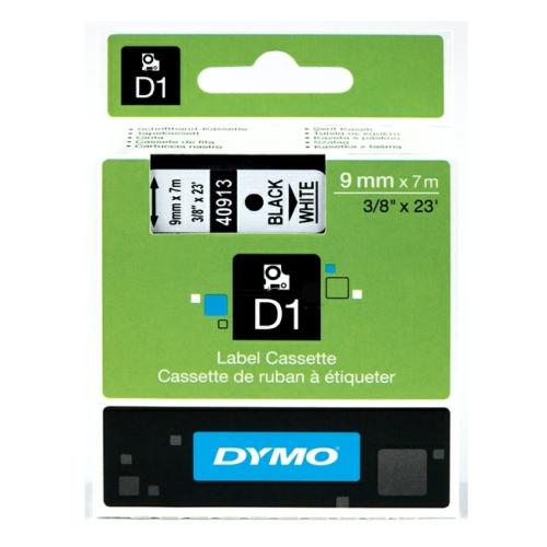 Dymo etiketės juoda ant balta (40913 / S0720680), 9mm, laminuotas