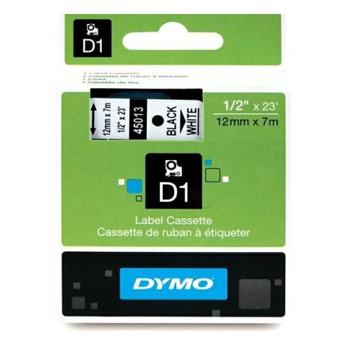 Dymo etiketės juoda ant balta (45013 / S0720530), 12mm, laminuotas