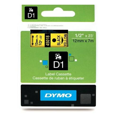 Dymo etiketės juoda ant geltona (45018 / S0720580), 12mm, laminuotas