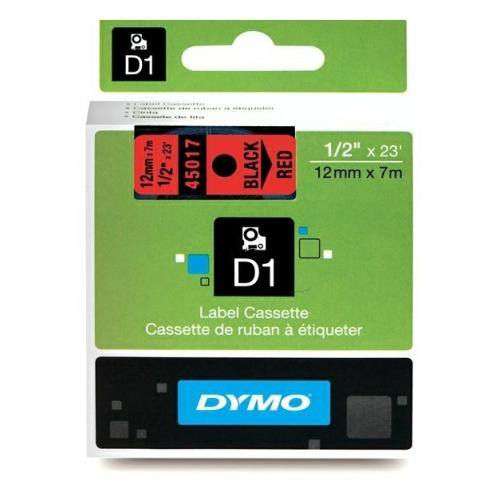 Dymo etiketės juoda ant raudona (45017 / S0720570), 12mm, laminuotas