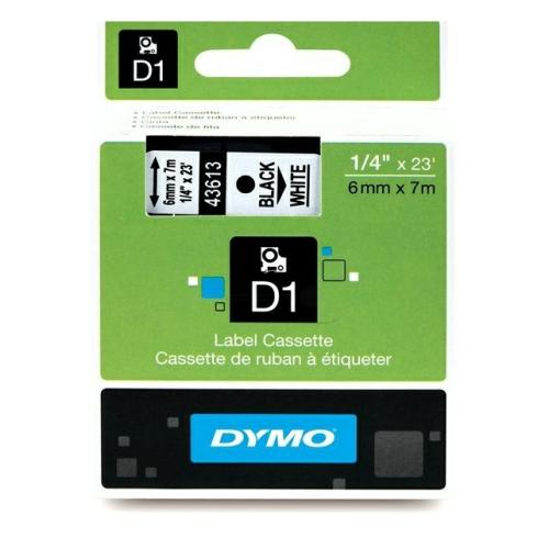 Dymo etiketės juoda ant balta (43613 / S0720780), 6mm, laminuotas