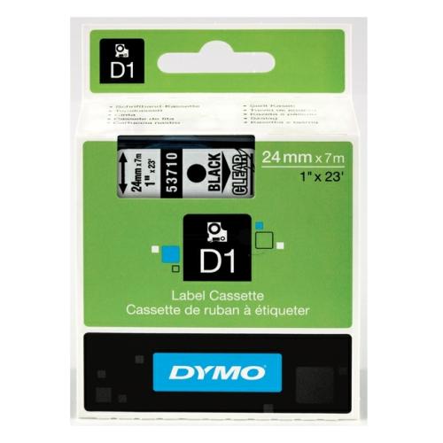 Dymo etiketės juoda ant permatomas (53710 / S0720920), 24mm, laminuotas