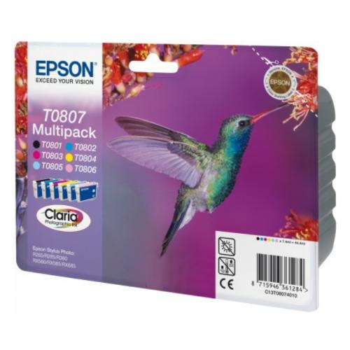 Epson spausdinimo kasetė juoda / žydra / magenta / geltona / žydra nuotrauka / magenta nuotrauka (C13T08074011 / T0807) (multipack)