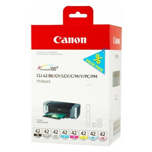 Canon spausdinimo kasetė juoda / žydra / magenta / geltona / žydra nuotrauka / magenta nuotrauka / pilka / šviesiai pilka (6384B010 / CLI42) (multipack)