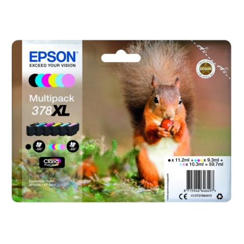 Epson spausdinimo kasetė juoda / žydra / magenta / geltona / žydra nuotrauka / magenta nuotrauka (C13T37984010 / 378XL) (multipack, high capacity)