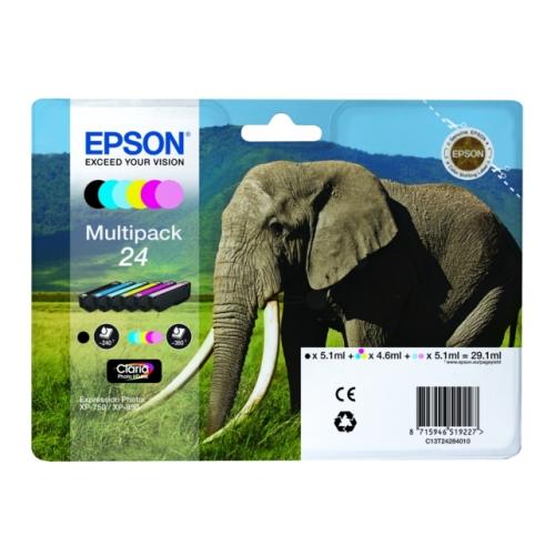 Epson spausdinimo kasetė juoda / žydra / magenta / geltona / žydra nuotrauka / magenta nuotrauka (C13T24284011 / 24) (multipack)