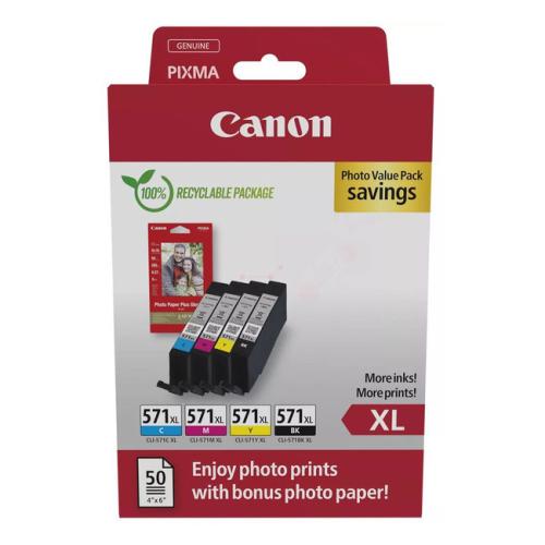 Canon rašalo kasetė / fotopopierius juoda / žydra / magenta / geltona (0332C005 / CLI571XL) (multipack, high capacity)