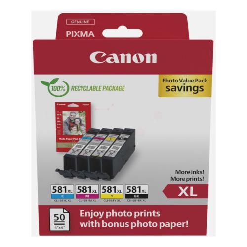 Canon rašalo kasetė / fotopopierius juoda / žydra / magenta / geltona (2052C004 / CLI581XL) (multipack, high capacity)