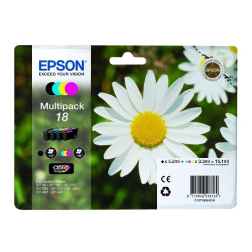 Epson spausdinimo kasetė juoda / žydra / magenta / geltona (C13T18064012 / 18) (multipack)