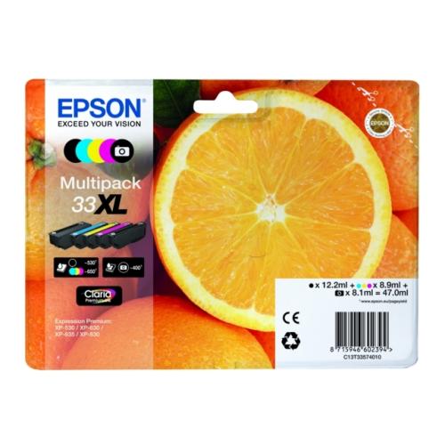 Epson spausdinimo kasetė juoda / juoda nuotrauka / žydra / magenta / geltona (C13T33574011 / 33XL) (multipack, high capacity)