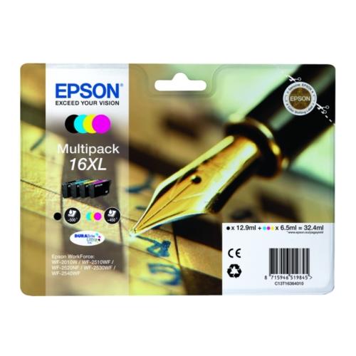 Epson spausdinimo kasetė juoda / žydra / magenta / geltona (C13T16364012 / 16XL) (multipack, high capacity)