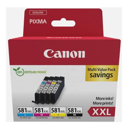 Canon spausdinimo kasetė juoda / žydra / magenta / geltona (1998C005 / CLI581XXL) (multipack, high capacity)