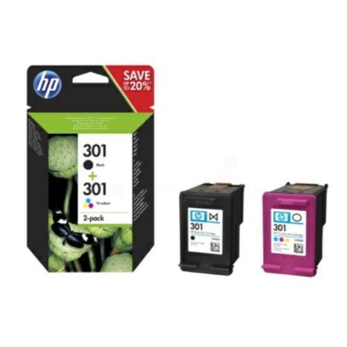 HP spausdinimo kasetė juoda / spalva (N9J72AE / 301) (Dviguba pakuotė, multipack)