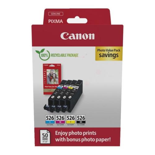 Canon rašalo kasetė / fotopopierius juoda / žydra / magenta / geltona (4540B017 / CLI526) (multipack)