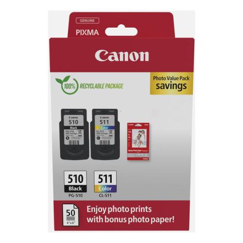 Canon spausdinimo kasetė juoda / spalva (2970B017 / PG510+CL511) (Dviguba pakuotė, multipack)