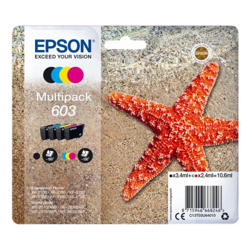 Epson spausdinimo kasetė juoda / žydra / magenta / geltona (C13T03U64010 / 603) (multipack)