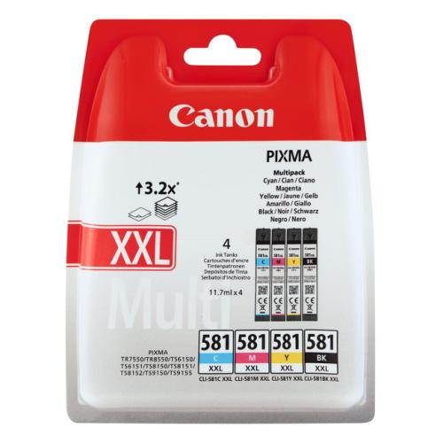 Canon spausdinimo kasetė juoda / žydra / magenta / geltona (1998C007 / CLI581XXL) (multipack, high capacity)